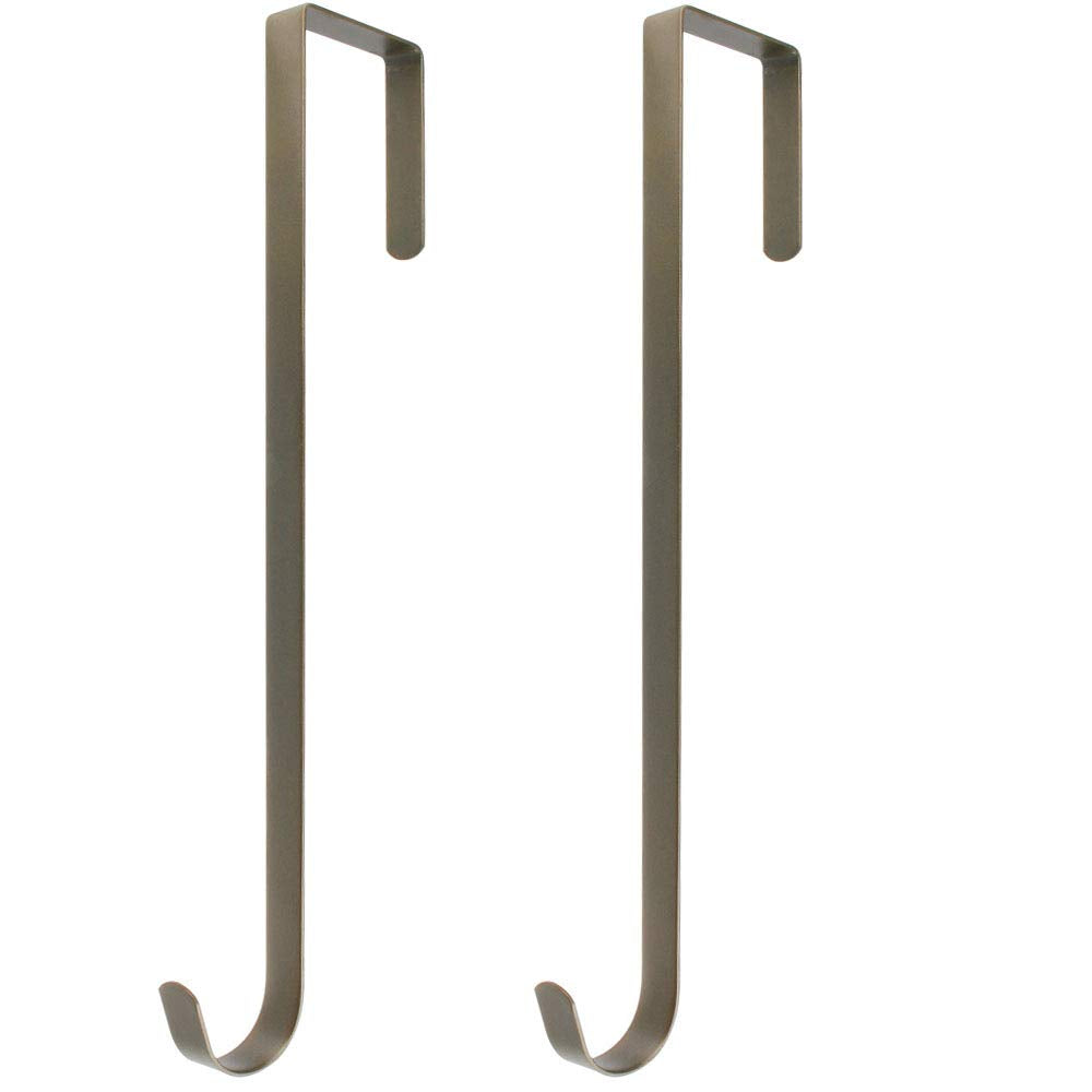 15" L Premium Over The Door Metal Wreath Hanger Metal Hook 2packs (Black)