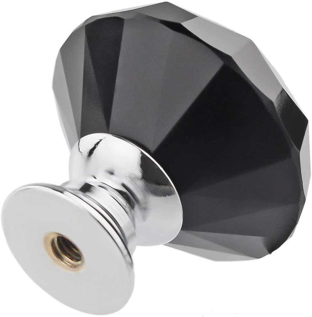 Crystal Glass Cabinet Knobs 30mm Diamond Shape Drawer Kitchen Cabinets Dresser Cupboard Wardrobe Pulls Handles 10 Pcs