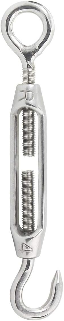 10 Pcs M4/5/32 Hook and Eye Turnbuckle 304 Stainless Steel Turnbuckles for Cables Wire Rope Tension for DIY String Light Picture Hanging Fence Gate Wire Tent Rope