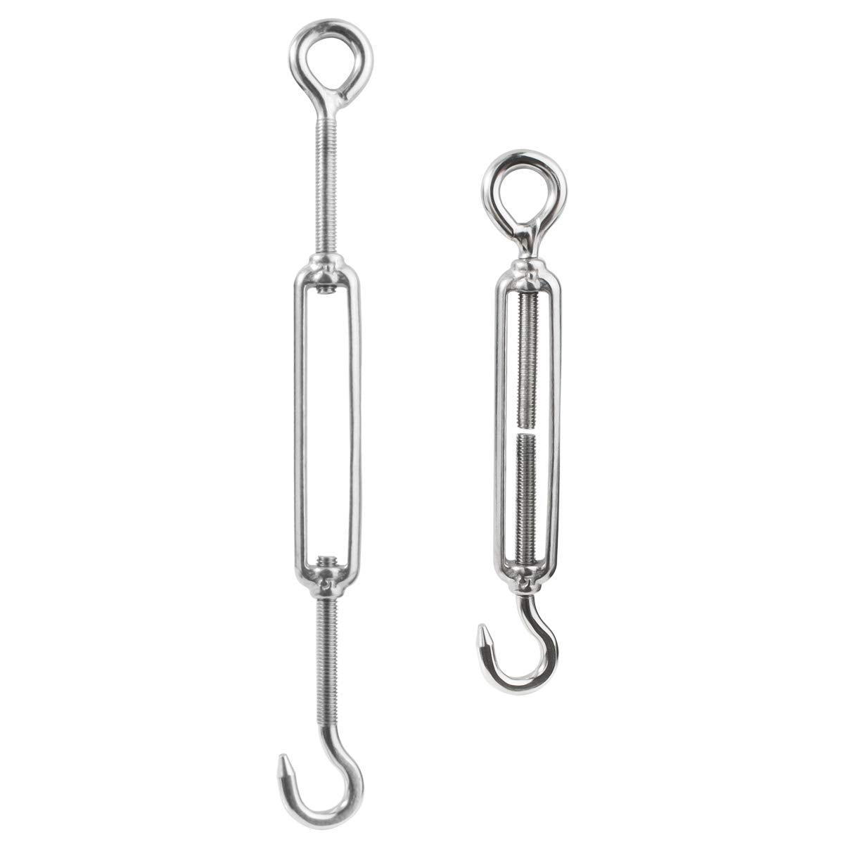 M5 3/16 inch Hook & Eye/C to O Turnbuckle 304 Stainless Steel, Hardware Kit for Wire Rope Tension Heavy Duty, for Sun Shade, Tent Installation, Anti-Rust, 10 Packs