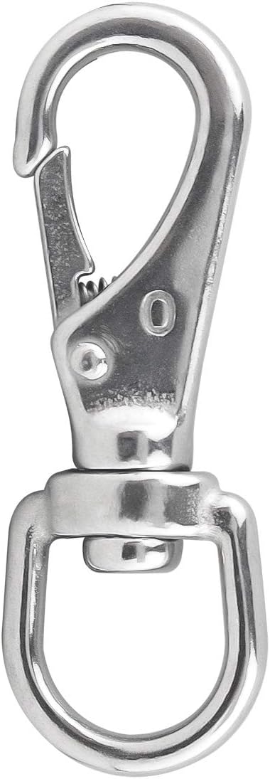 Swivel Eye Snap Hooks 304 Stainless Steel Spring Snap Clip Buckle Clasp Hardware Accessories for Bird Feeders Pet Chains, Keychains, Collars and More M4(0#) 6-Pack