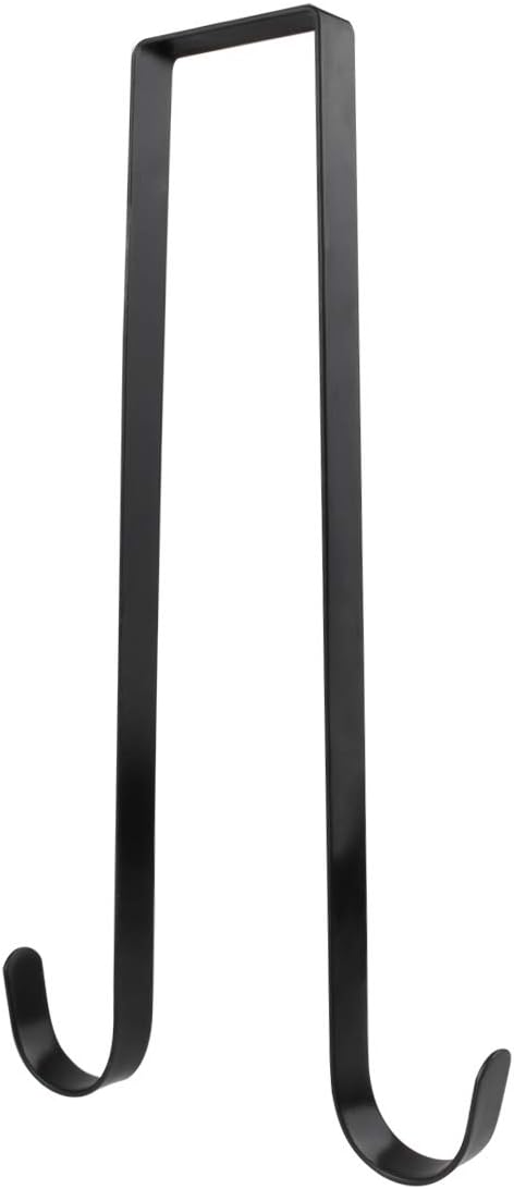 12 Inches Over The Door Black Metal Double Wreath Hanger - Holds 2 Wreaths with This 2 Sided Hanger - Premium Sturdy Metal