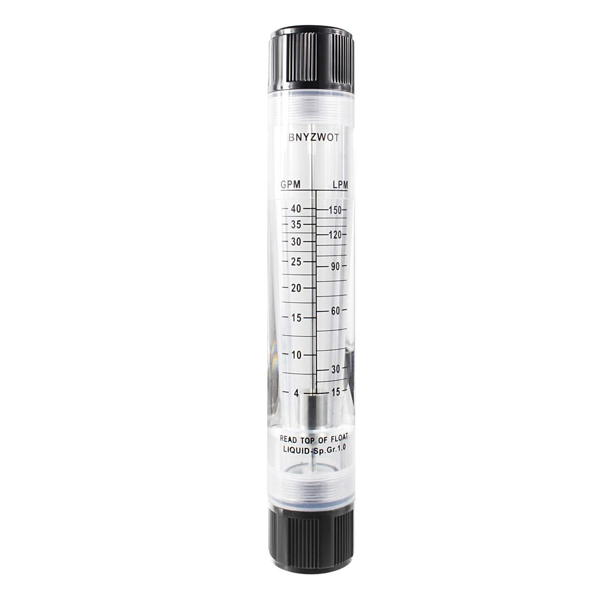 Inline Clear Acrylic Water Flowmeter 1PT Dia Threads G-25 4-40 GPM 15-150 LPM