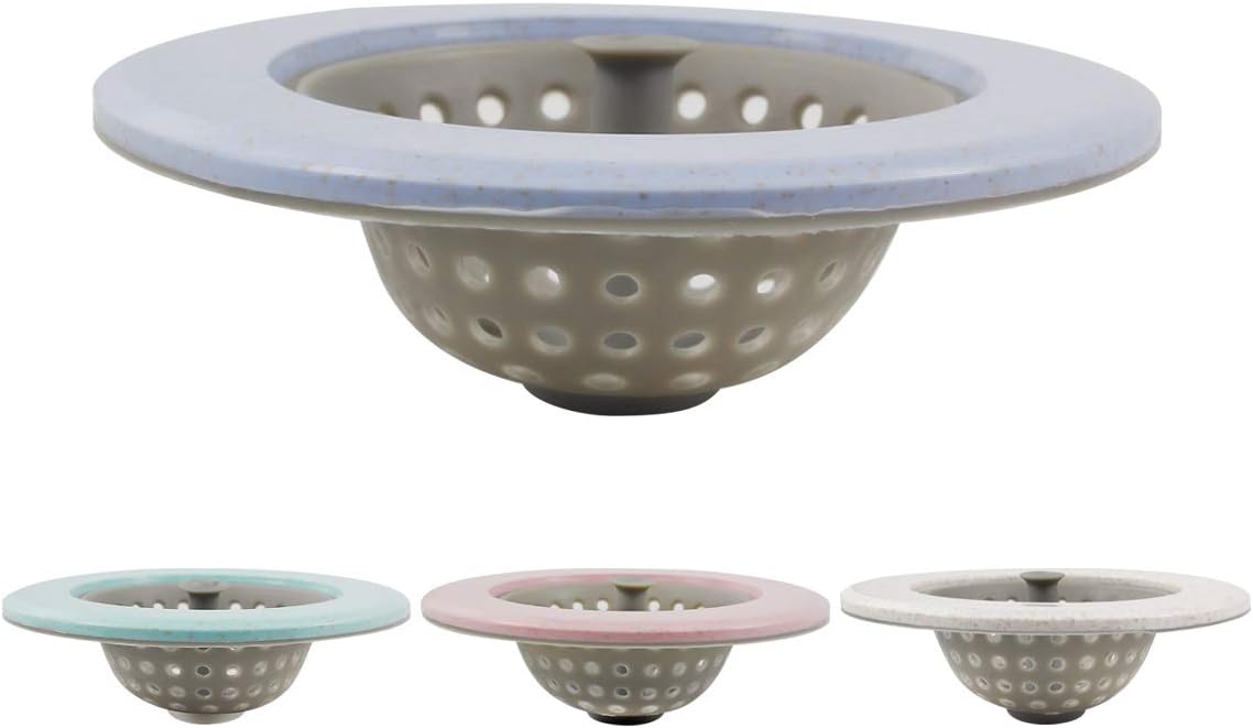 Silicone Sink Strainer - Garbage Disposal Strainer Drain Catcher Plug Drain Cover Kitchen Sink Basket - Beige, Pink, Blue, Green - 4 Pack