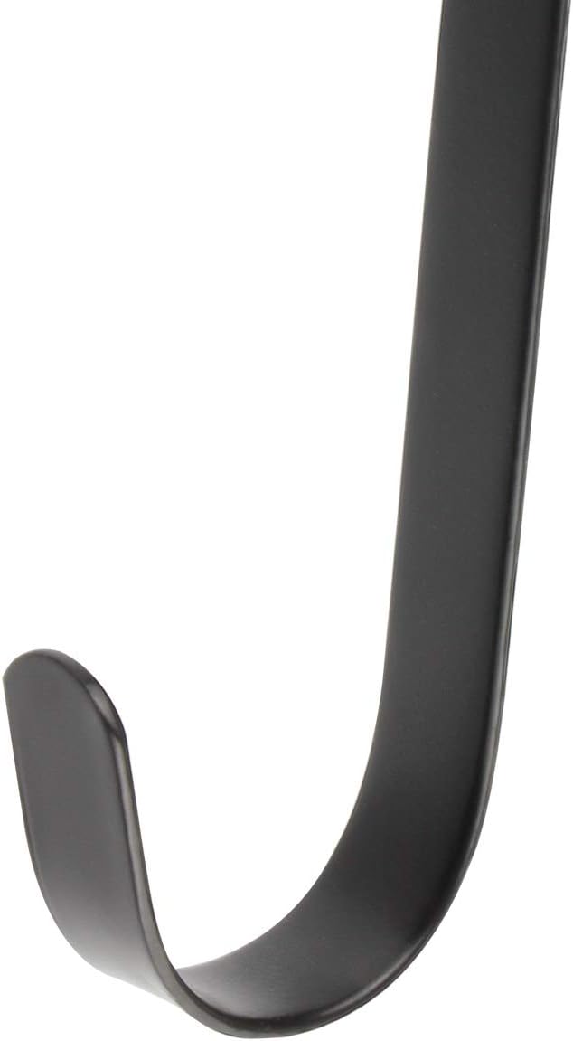 15" L Premium Over The Door Metal Wreath Hanger Metal Hook 2packs (Black)