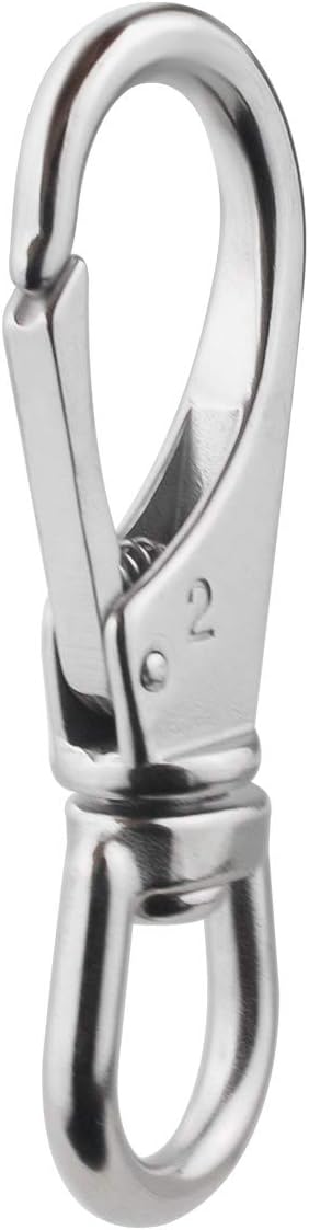 Stainless Steel Swivel Eye Snap Hooks (4 x 1-1/2 Inch) Scuba Diving Clips Universal Marine Hardware Spring Buckles for Bird Feeders/Pet Chains/Collars/Keychains and More M6(2#) 4-Pack