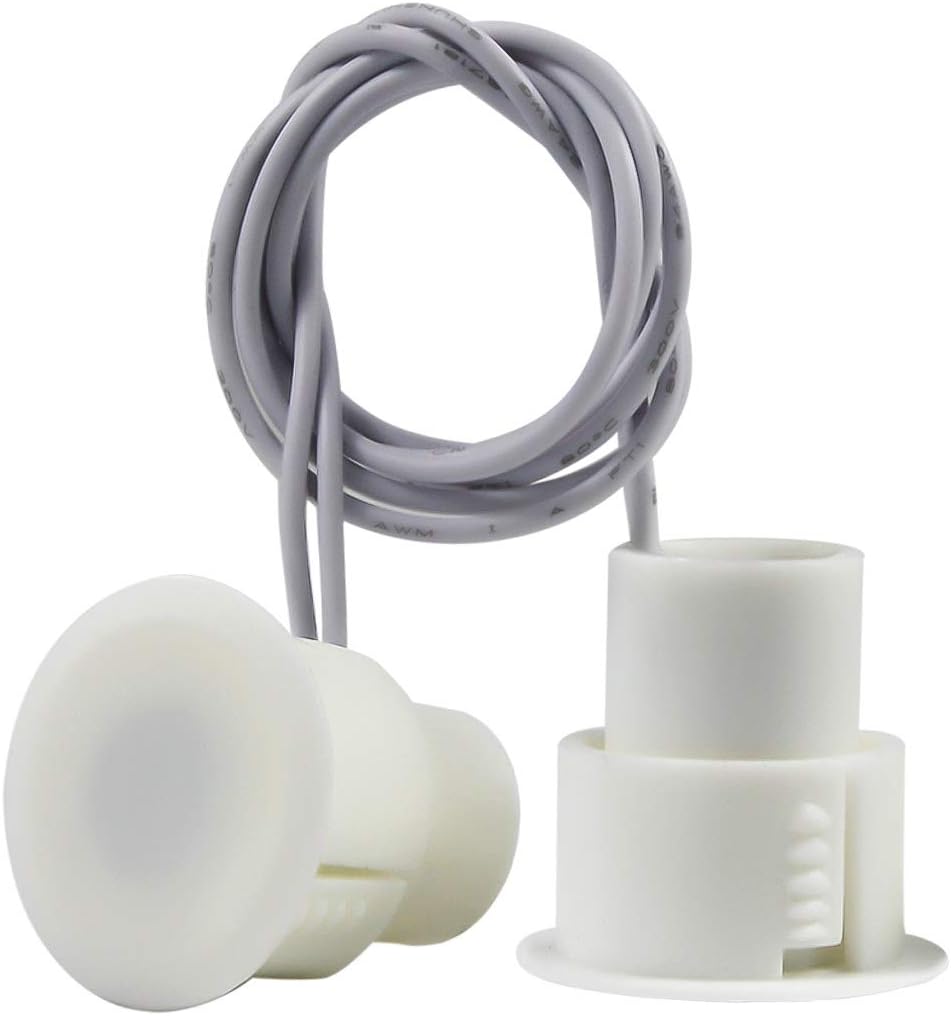 Recessed Door Contacts NC Security Alarm Window Sensors With Magnetic Reed Switch. 3⁄4 Inch Door Contact Position Switches DCS Work with All Access Control and Burglar Alarm Systems White 5pcs