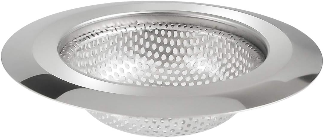 Kitchen Sink Strainer Stainless Steel, Mesh and Punching, Kitchen Sink Drain Strainer, Sink Strainers with Large Wide Rim 4.5" Diameter for Kitchen Sinks 4 Pack