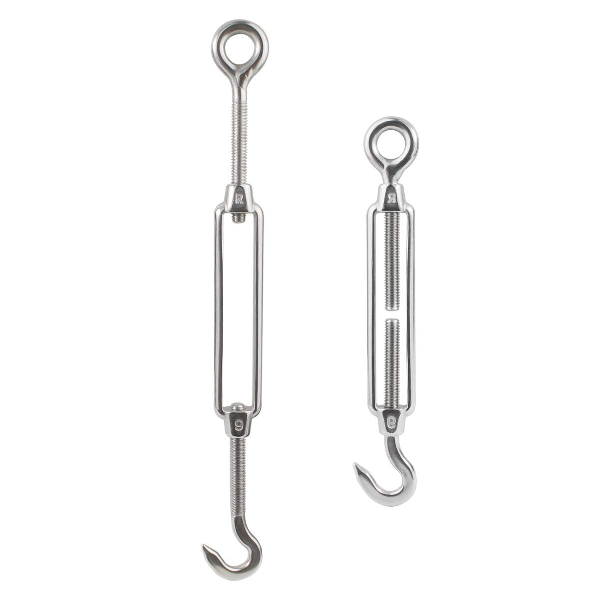 M6 1/4 inch Turnbuckles Hook, 304 Stainless Steel Turnbuckle Heavy Duty Wire Rope Tension Cable Railing Kit for Sun Shade Tent Installation,Pack of 8