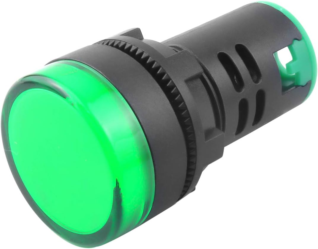 10Pcs Green Indicator Light AC/DC 12V, 22mm Panel Mount, for Electrical Control Panel, HVAC, DIY Projects