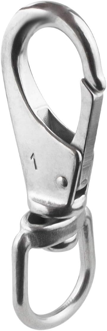 Stainless Steel Swivel Eye Snap Hook M5(1#) Scuba Diving Clips (3-1/2 x 1-1/4 Inch) Marine Boat Hardware Spring Buckle for Bird Feeders, Pet Chains, Dog Tie-Out Cable, Keychains and More 5-Pac