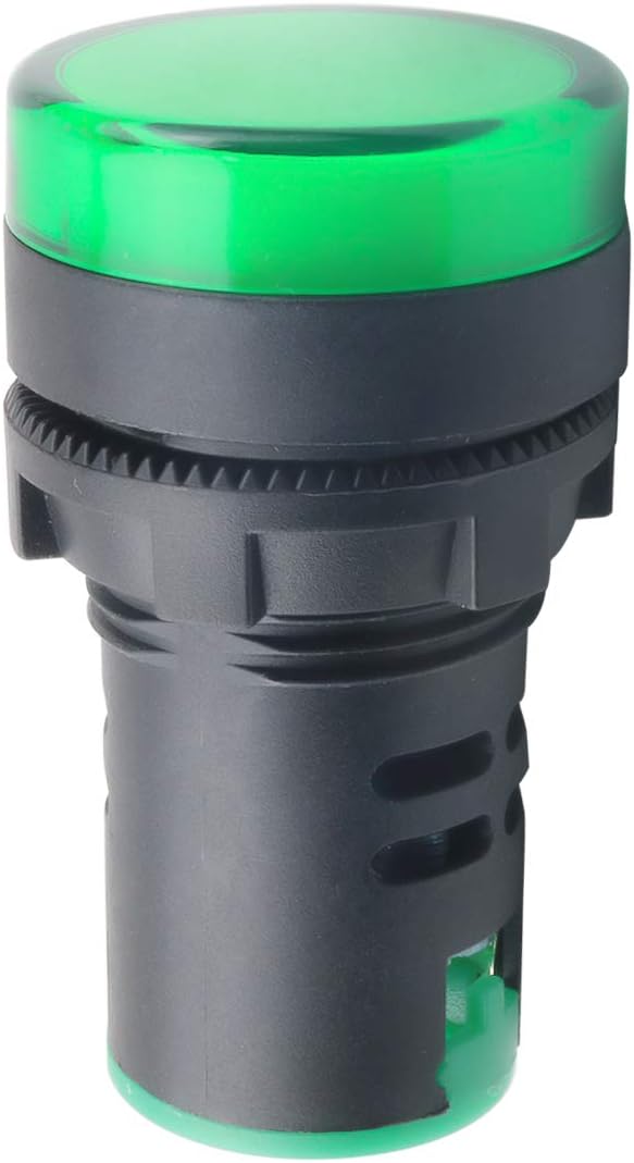 12V/24V/110V 20mA Energy Saving LED Indicator Light Mounting Hole Size 22mm (7/8 Inch) Green Yellow Red Blue White (24V) 10 Pcs (Green, 24V)