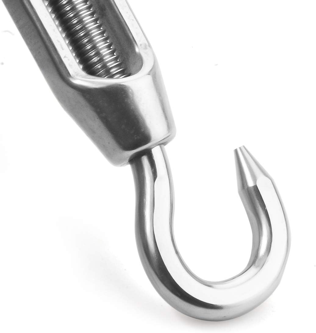 10 Pcs M4/5/32 Hook and Eye Turnbuckle 304 Stainless Steel Turnbuckles for Cables Wire Rope Tension for DIY String Light Picture Hanging Fence Gate Wire Tent Rope
