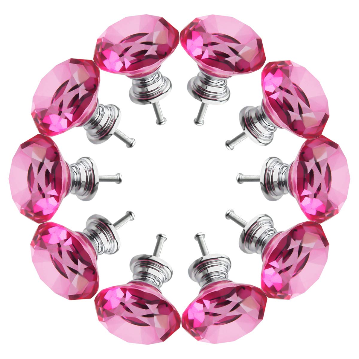 Crystal Glass Cabinet Knobs 30mm Diamond Shape Drawer Kitchen Cabinets Dresser Cupboard Wardrobe Pulls Handles 10 Pcs