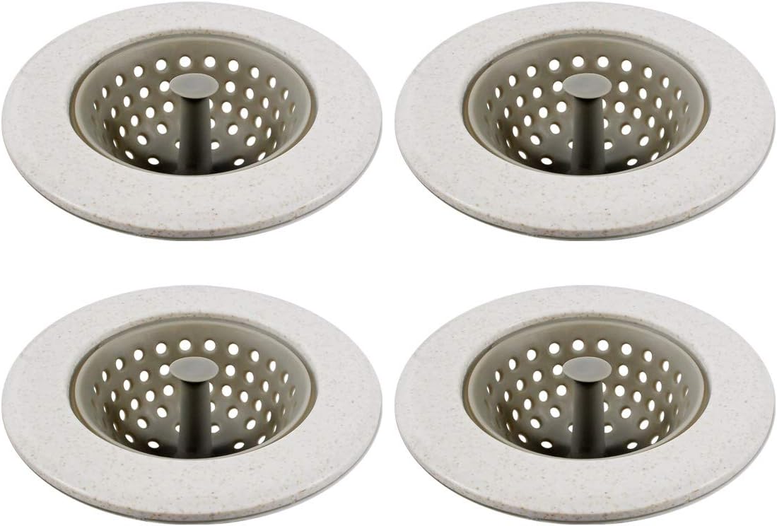 Silicone Sink Strainer - Garbage Disposal Strainer Drain Catcher Plug Drain Cover Kitchen Sink Basket - Beige 4 Pack