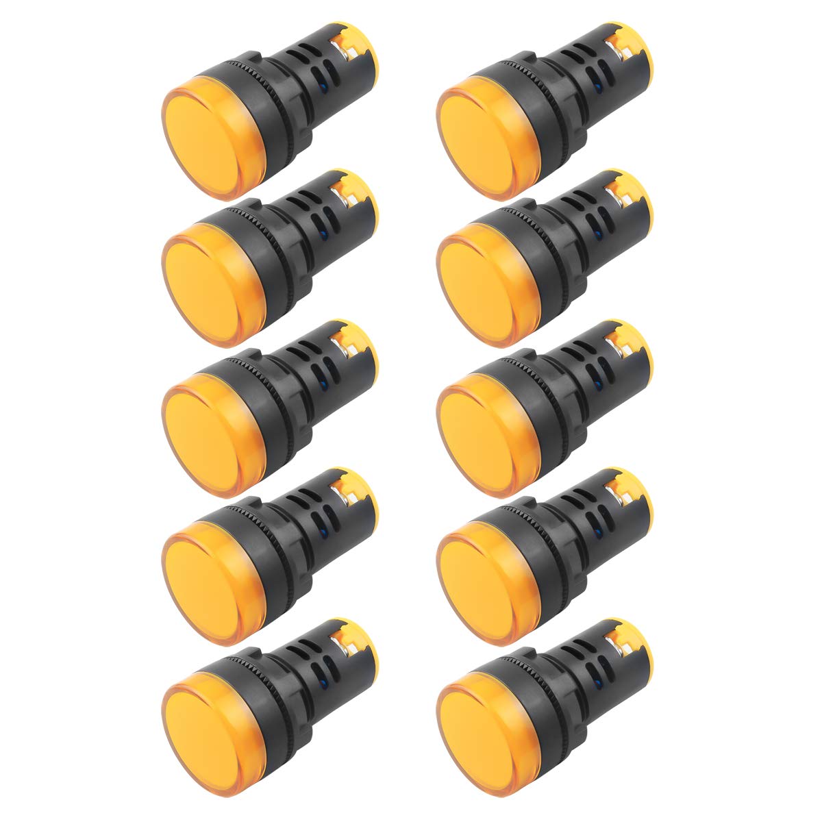 Indicator Light AC/DC 110V 20mA LED Flush Panel Mount Yellow 10 Pcs