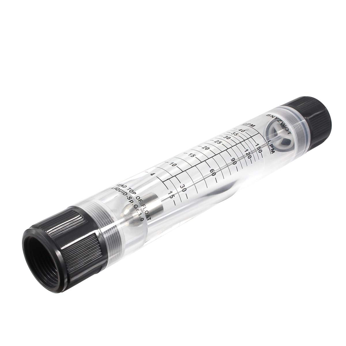 Inline Clear Acrylic Water Flowmeter 1PT Dia Threads G-25 4-40 GPM 15-150 LPM