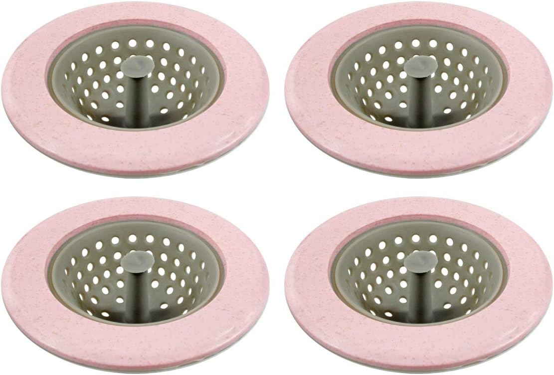 Kitchen Silicone Sink Strainer Garbage Disposal Strainer Sink Drain Catcher Plug Drain Cover Kitchen Sink Basket for Kitchen Sinks Silicone Pink 4 Pack