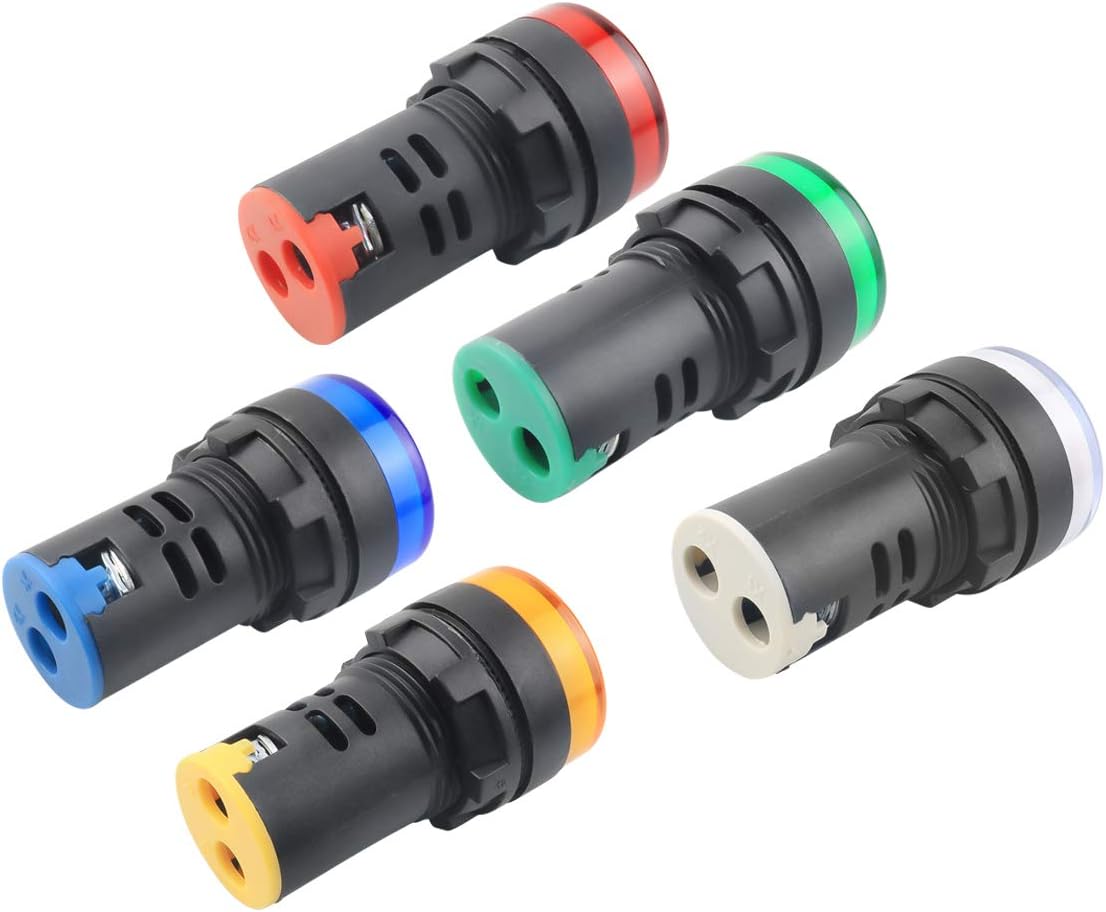 Indicator Light AC/DC 110V 20mA LED Flush Panel Mount Red Green Blue Yellow White 10 Pcs