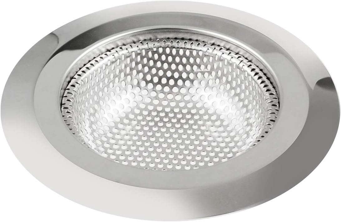 Kitchen Sink Strainer Stainless Steel, Mesh and Punching, Kitchen Sink Drain Strainer, Sink Strainers with Large Wide Rim 4.5" Diameter for Kitchen Sinks 4 Pack