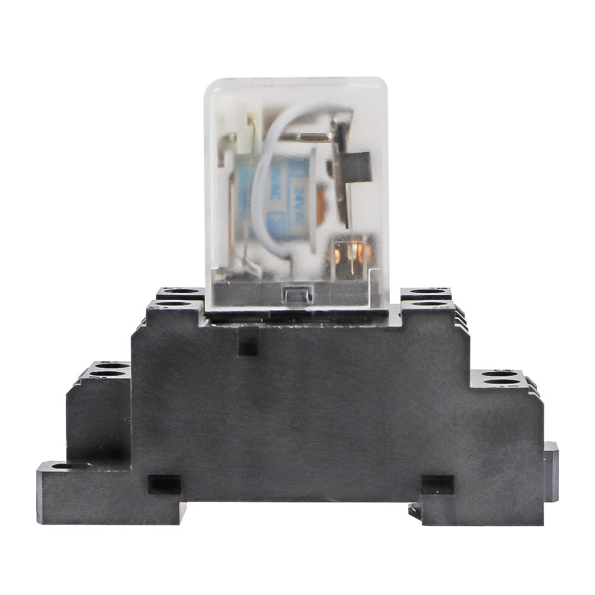 JQX-13FL AC 24V Coil 8 Pin 10A DPDT LED Indicator Electromagnetic Power Relay, with Base, with DIN Rail Slotted Aluminum 2pcs