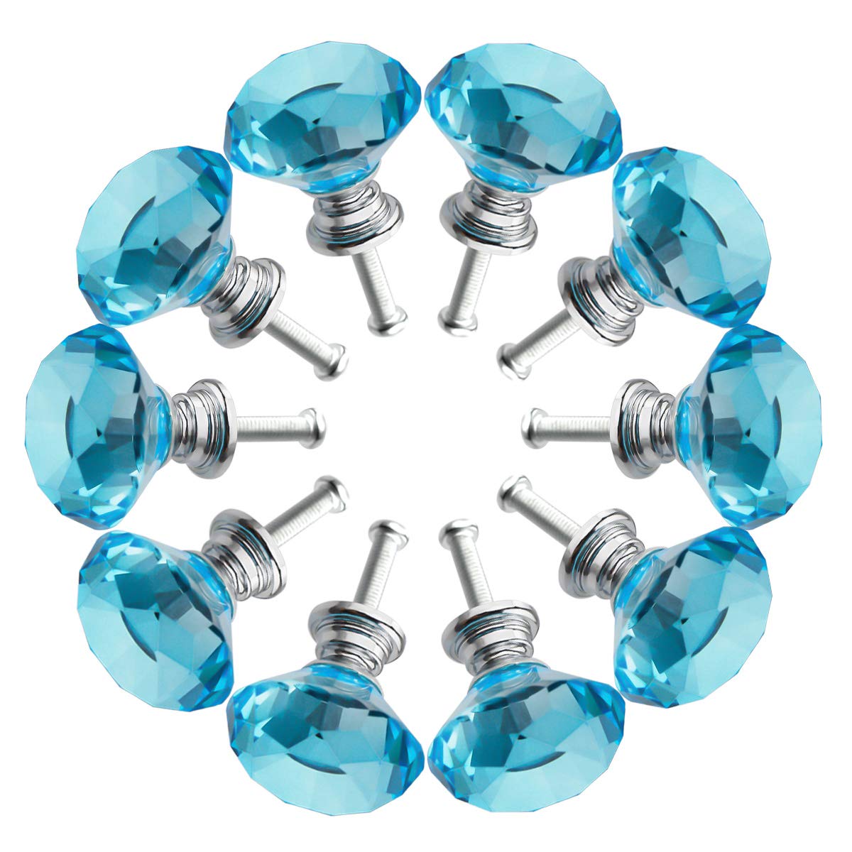 Crystal Glass Cabinet Knobs 30mm Diamond Shape Drawer Kitchen Cabinets Dresser Cupboard Wardrobe Pulls Handles 10 Pcs