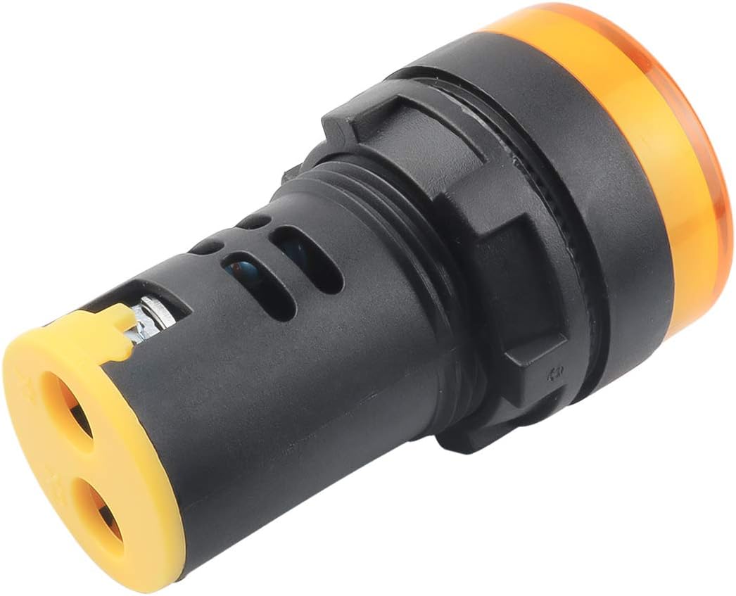 12V/24V/110V 20mA Energy Saving LED Indicator Light Mounting Hole Size 22mm (7/8 Inch) Green Yellow Red Blue White (24V) 10 Pcs (Yellow, 24V)