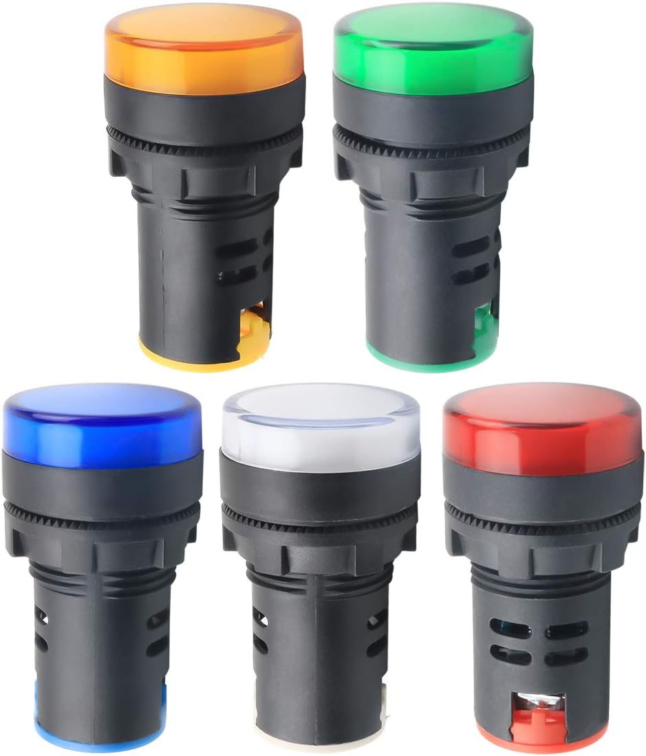 Indicator Light AC/DC 110V 20mA LED Flush Panel Mount Red Green Blue Yellow White 10 Pcs