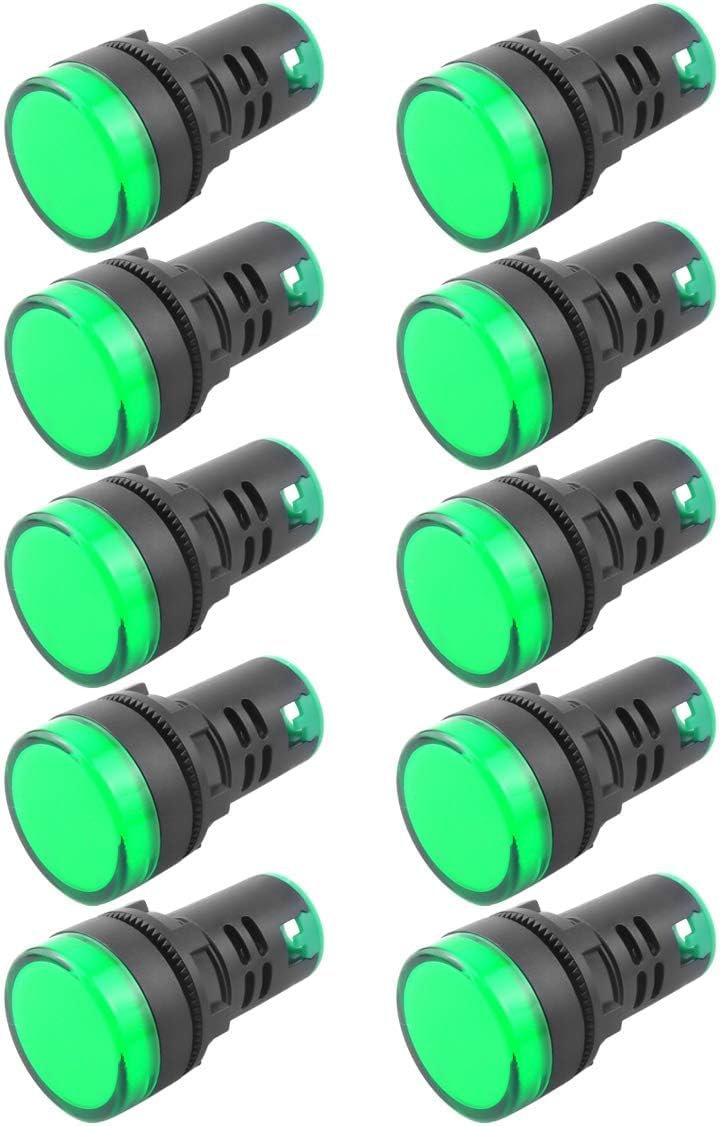 12V 20mA Energy Saving Indicator Light Mounting Hole Size 22mm (7/8 Inch) 10 Pcs (Yellow)