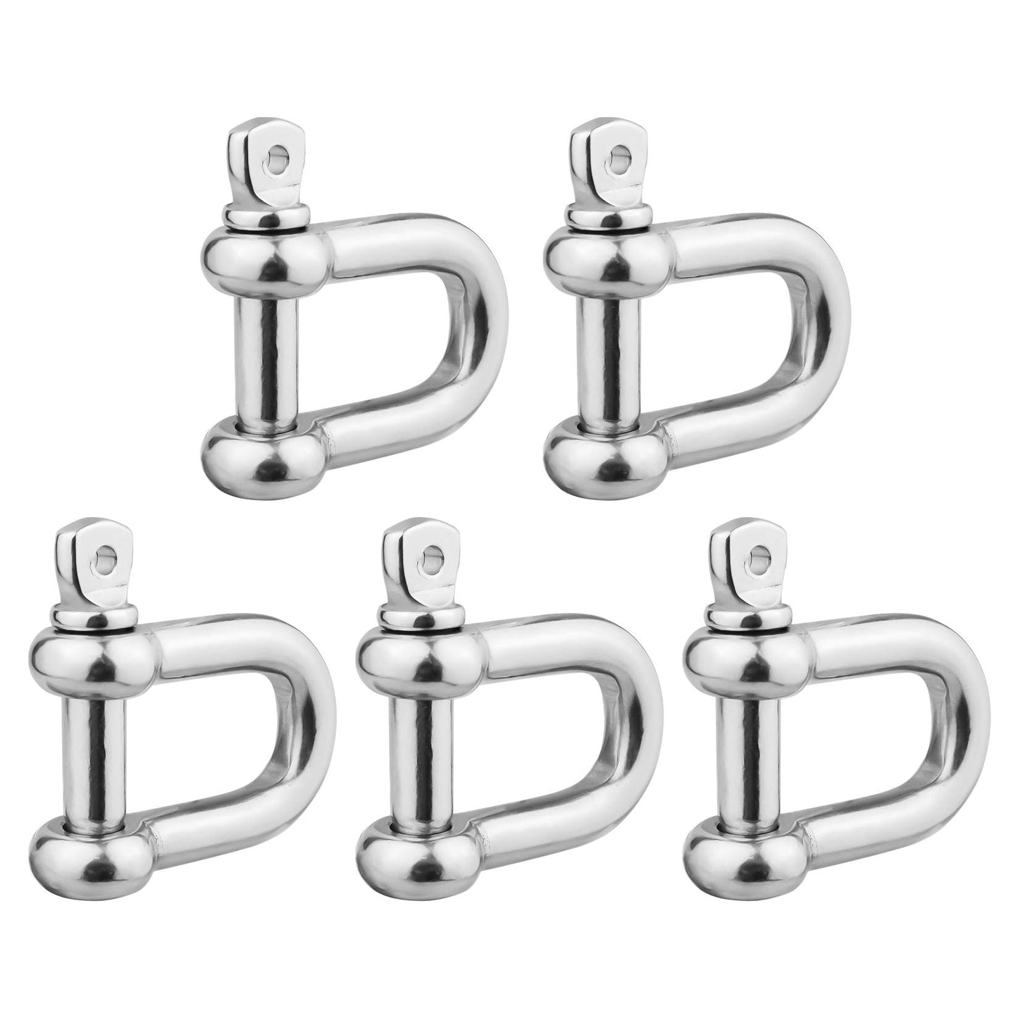 M4 5/32 inch 304 Stainless Steel European Style Anchor Shackle Bow Rigging with Pin Clevis Ring Pack of 10