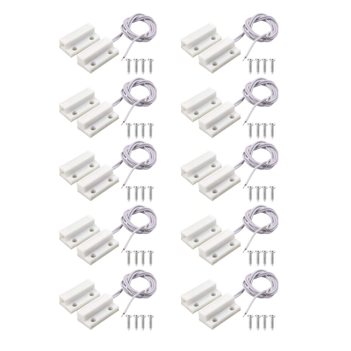 MC-38 Surface Mount Wired NC Door Sensor Alarm Magnetic Reed Switch White 10 Pair