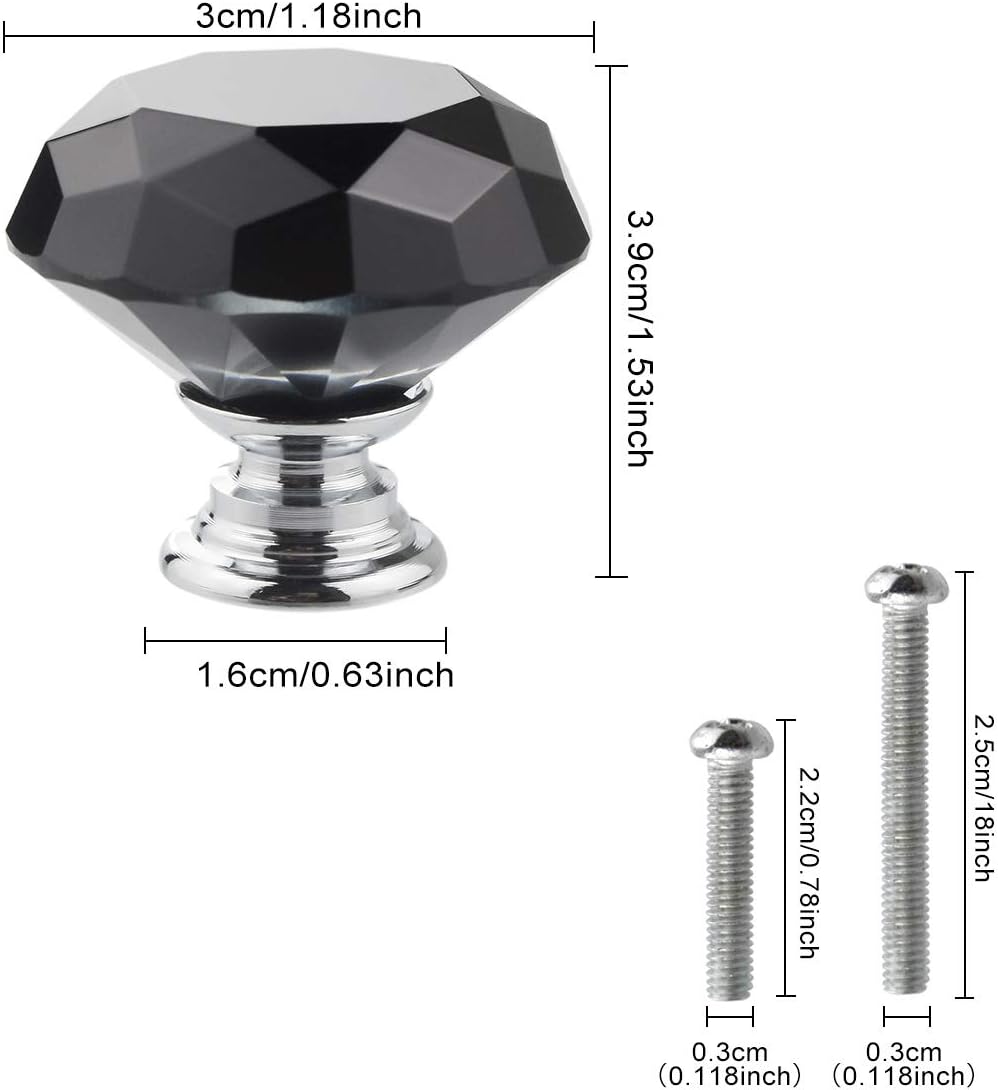 Crystal Glass Cabinet Knobs 30mm Diamond Shape Drawer Kitchen Cabinets Dresser Cupboard Wardrobe Pulls Handles 10 Pcs