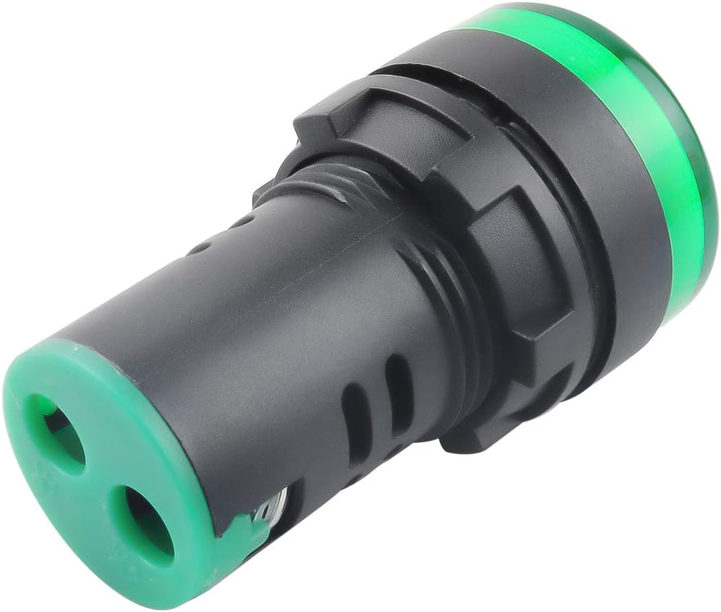 12V/24V/110V 20mA Energy Saving LED Indicator Light Mounting Hole Size 22mm (7/8 Inch) Green Yellow Red Blue White (24V) 10 Pcs (Green, 24V)