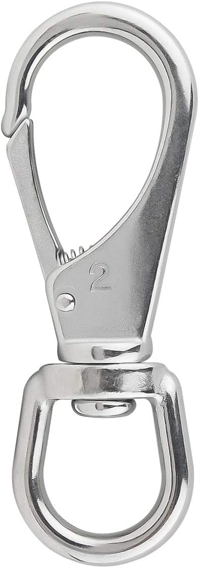 Stainless Steel Swivel Eye Snap Hooks (4 x 1-1/2 Inch) Scuba Diving Clips Universal Marine Hardware Spring Buckles for Bird Feeders/Pet Chains/Collars/Keychains and More M6(2#) 4-Pack