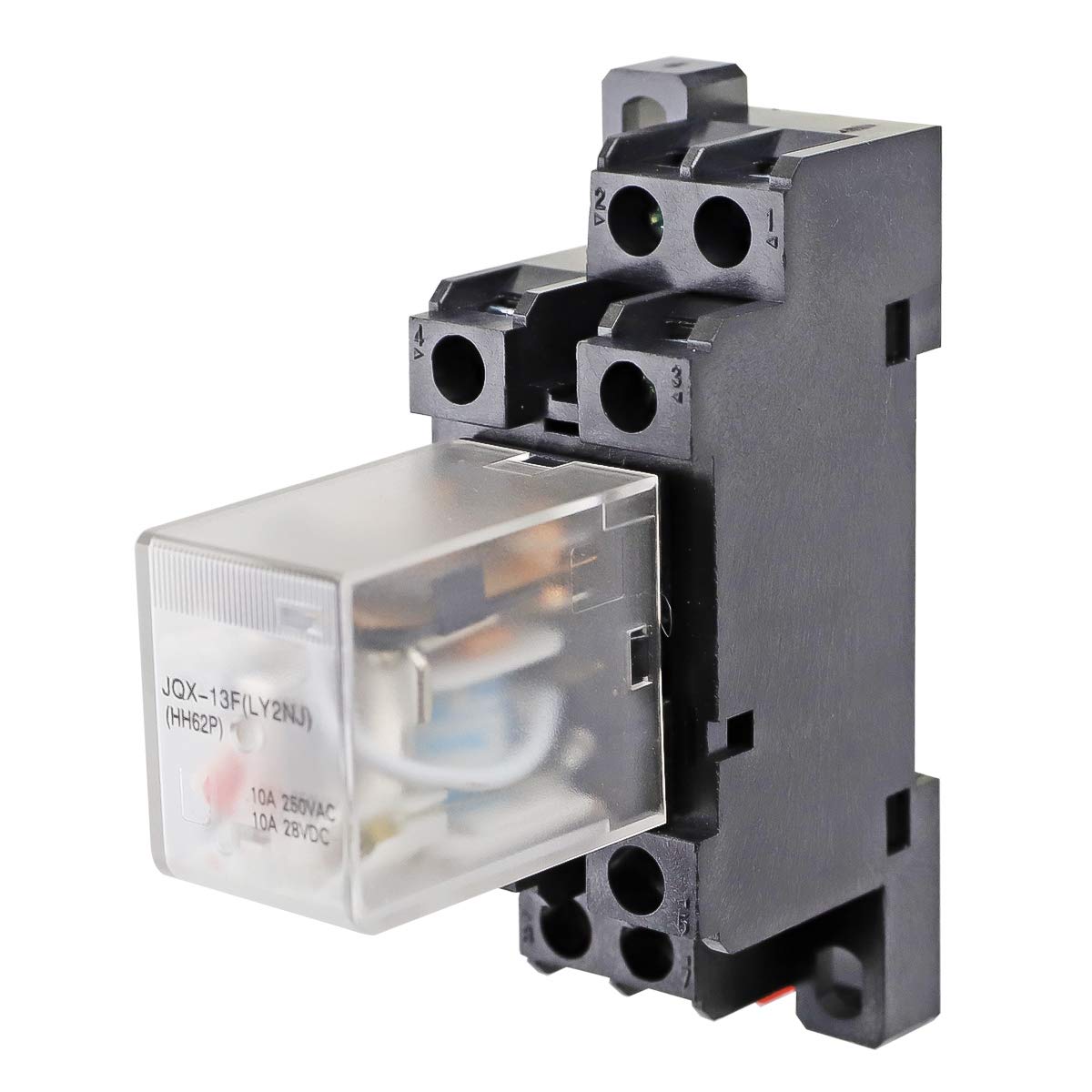 JQX-13FL AC 24V Coil 8 Pin 10A DPDT LED Indicator Electromagnetic Power Relay, with Base, with DIN Rail Slotted Aluminum 2pcs