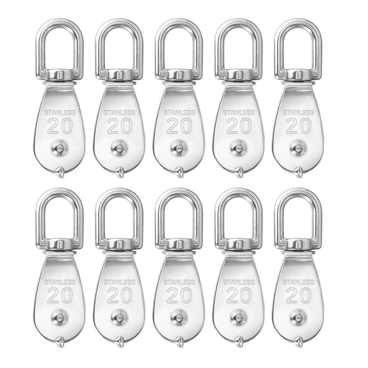3Pcs 304 Stainless Steel M32 Single Pulley Block, Wire Rope Hanging Wire Towing Wheel, with 3Pcs Spring Snap Hook