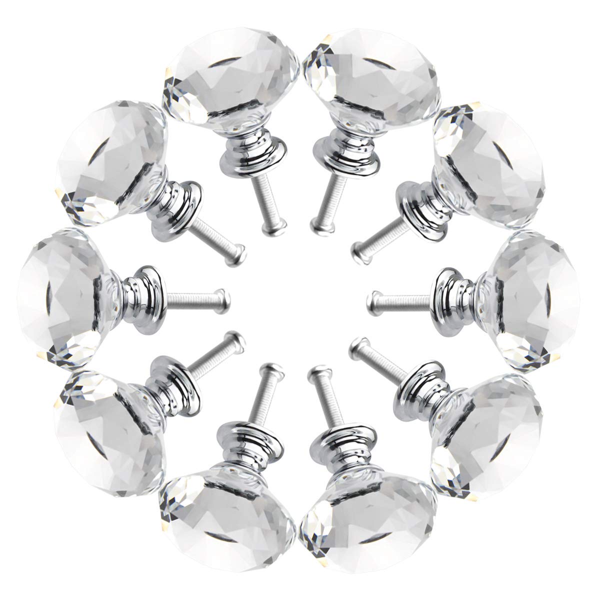 Crystal Glass Cabinet Knobs 30mm Diamond Shape Drawer Kitchen Cabinets Dresser Cupboard Wardrobe Pulls Handles 10 Pcs