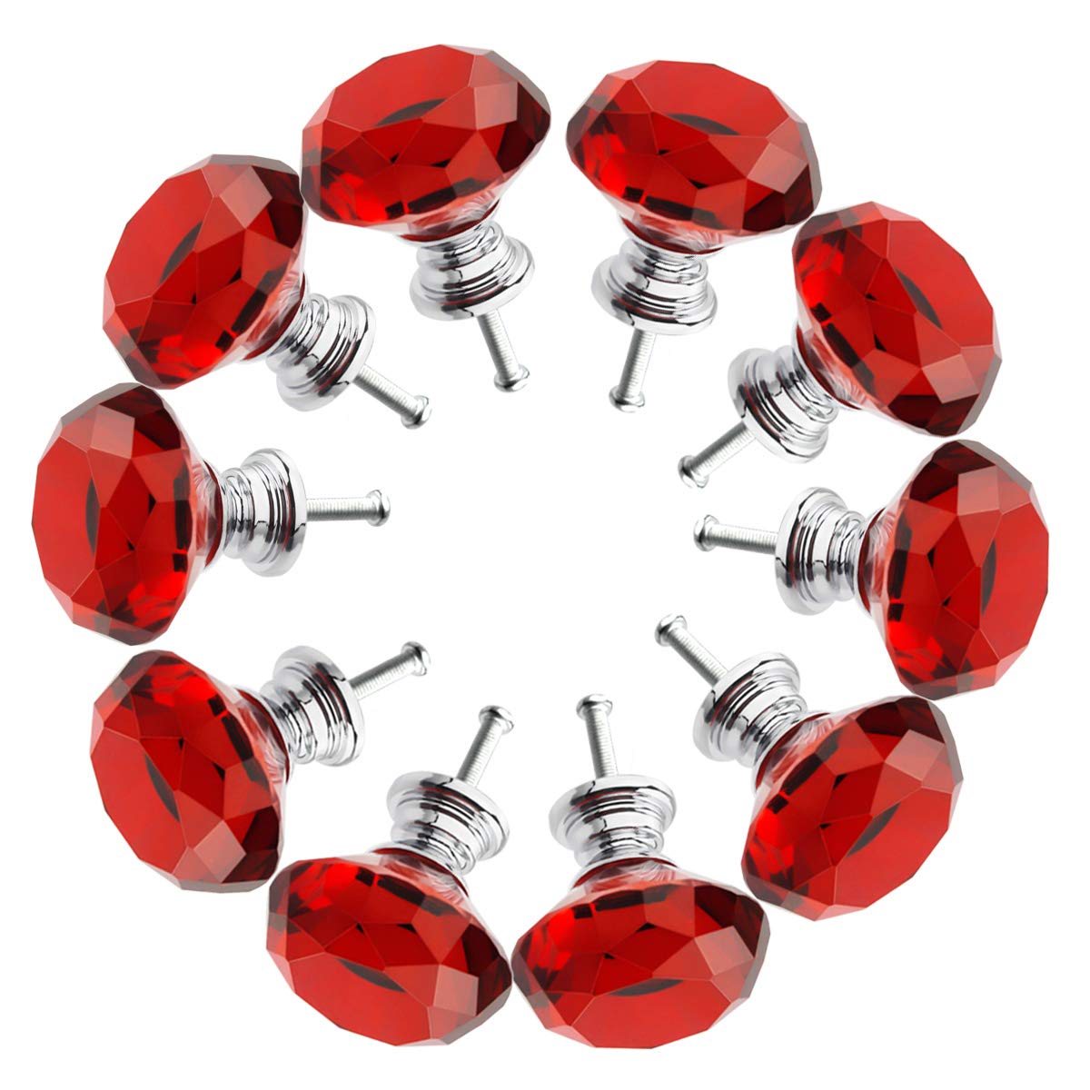 Crystal Glass Cabinet Knobs 30mm Diamond Shape Drawer Kitchen Cabinets Dresser Cupboard Wardrobe Pulls Handles 10 Pcs