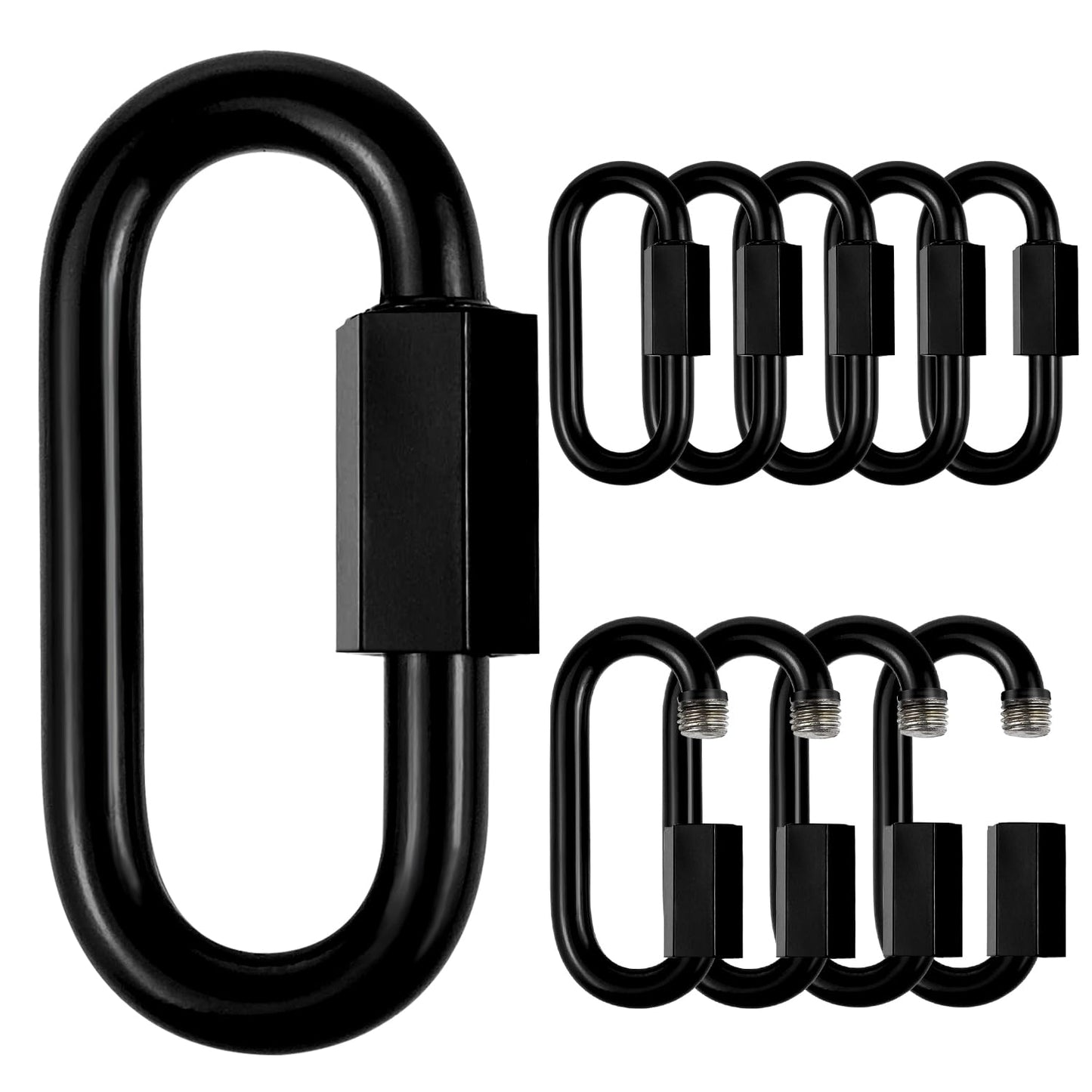 Stainless Steel Chain Quick Links- Locking Carabiners, Chain Hooks, Twist Key Ring Screw Chain Link,Black