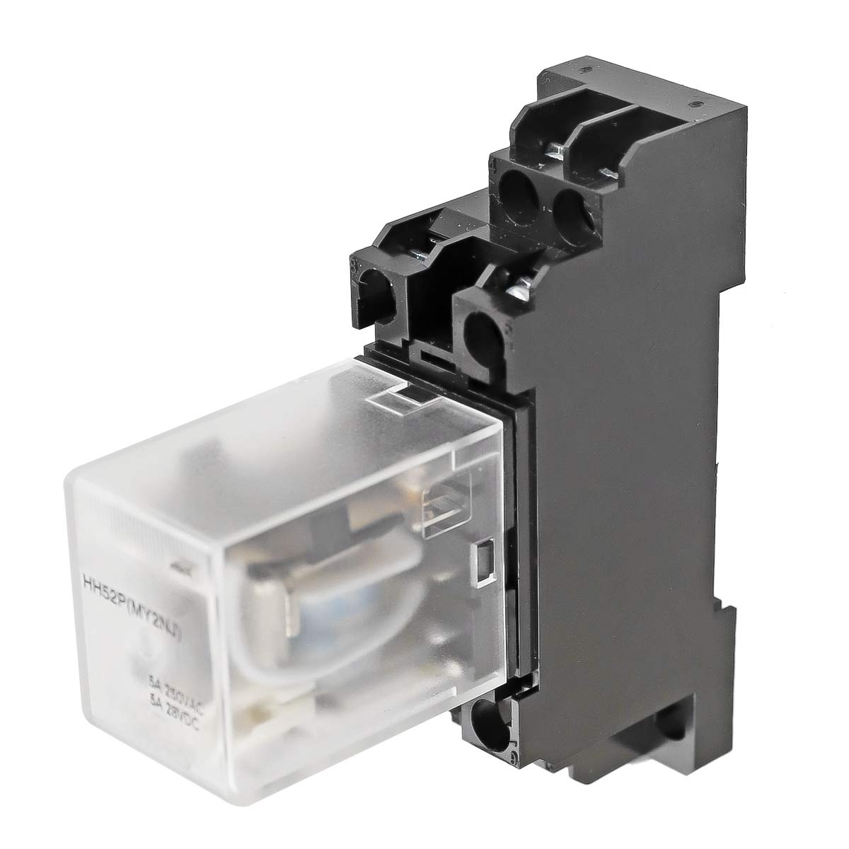 HH52P AC 12V Coil 8 Pin 5A DPDT LED Indicator Electromagnetic Power Relay, with Base, with DIN Rail Slotted Aluminum 2pcs