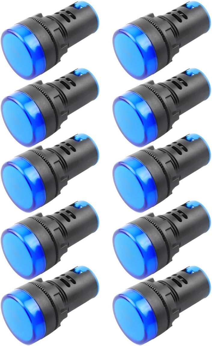 12V 20mA Energy Saving LED Indicator Light Blue 10 Pcs