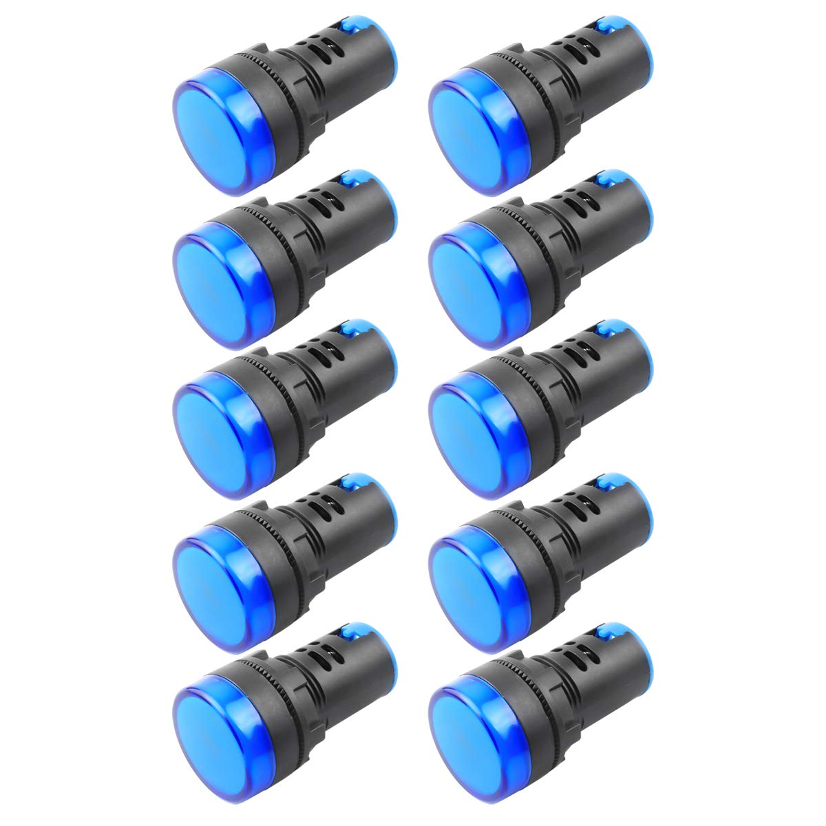 Indicator Light AC/DC 110V 20mA LED Flush Panel Mount Blue 10 Pcs