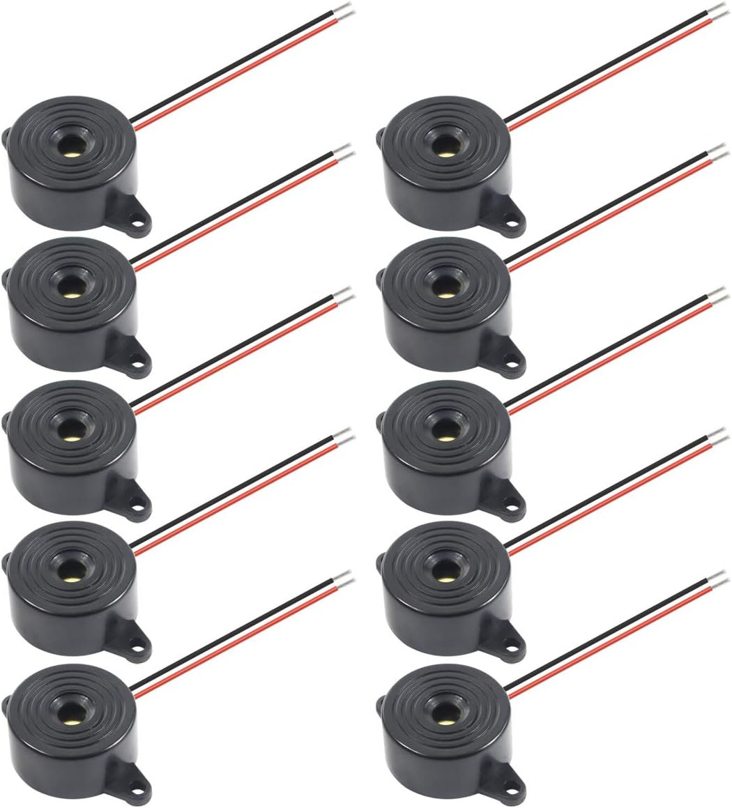 DC 3-24V Active Piezo Buzzer 85 db with Industrial Audio Inside 2-Wire Leads Electric Alarmer 10PCS