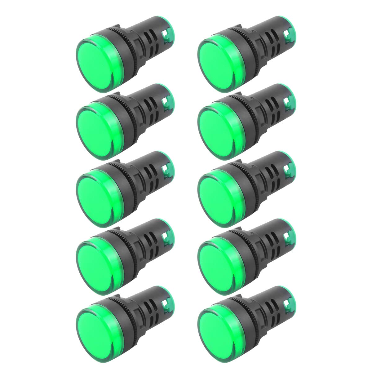 Indicator Light AC/DC 110V 20mA LED Flush Panel Mount Green 10 Pcs