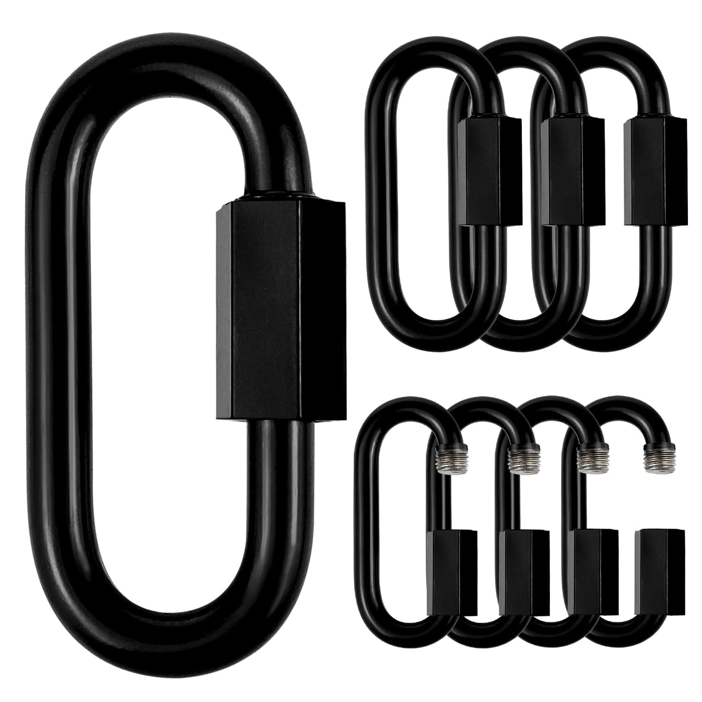 Stainless Steel Chain Quick Links- Locking Carabiners, Chain Hooks, Twist Key Ring Screw Chain Link,Black