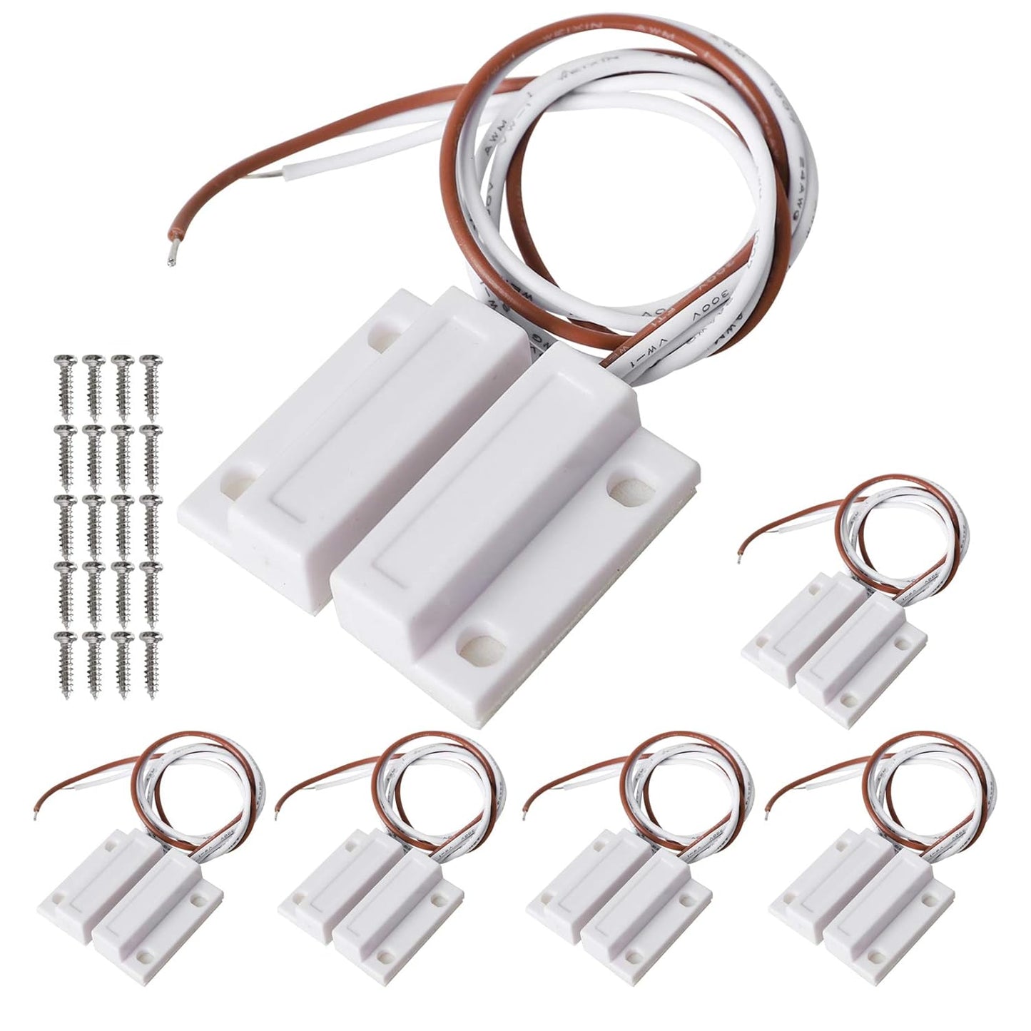 5 Sets of Sensor Alarm Magnetic Reed Switch MC-38B NC and NO Embedded Magnetic Gap Switch White for Door and Window Sensors for Home Security