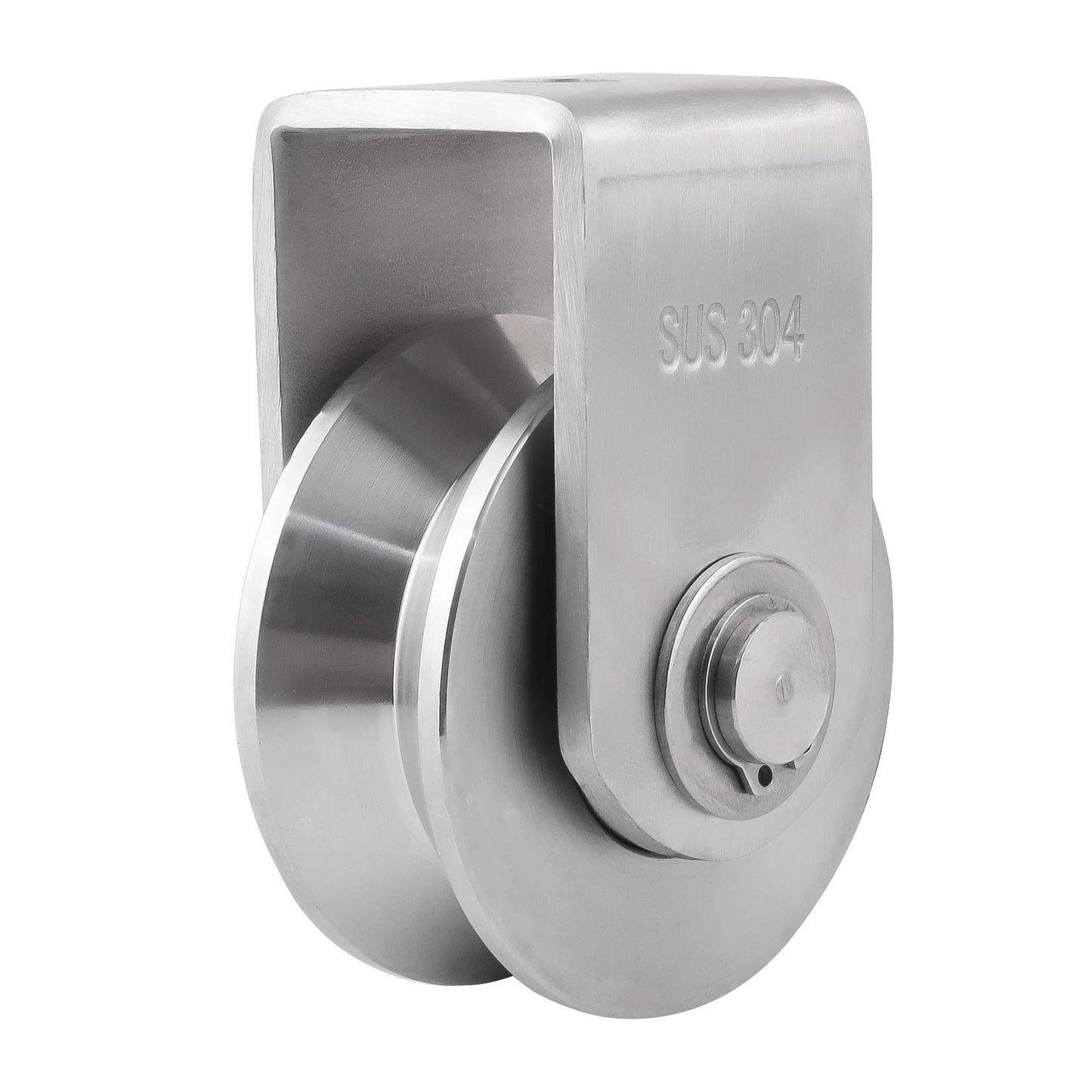 Pulley Block U Type Single Wheel Pulley Block Duplex Bearing 304 Stainless Steel Smooth Loading 880lb/400Kg for Material Handling and Moving