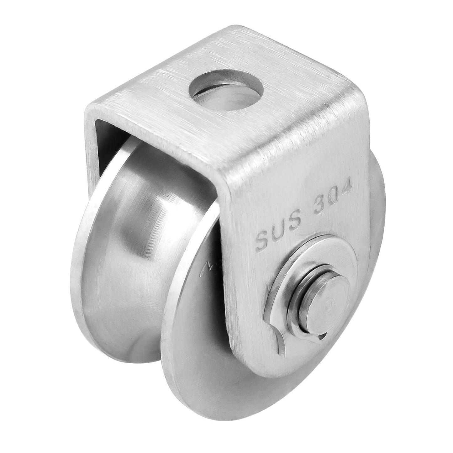 Pulley Block U Type Single Wheel Pulley Block Duplex Bearing 304 Stainless Steel Smooth Loading 880lb/400Kg for Material Handling and Moving