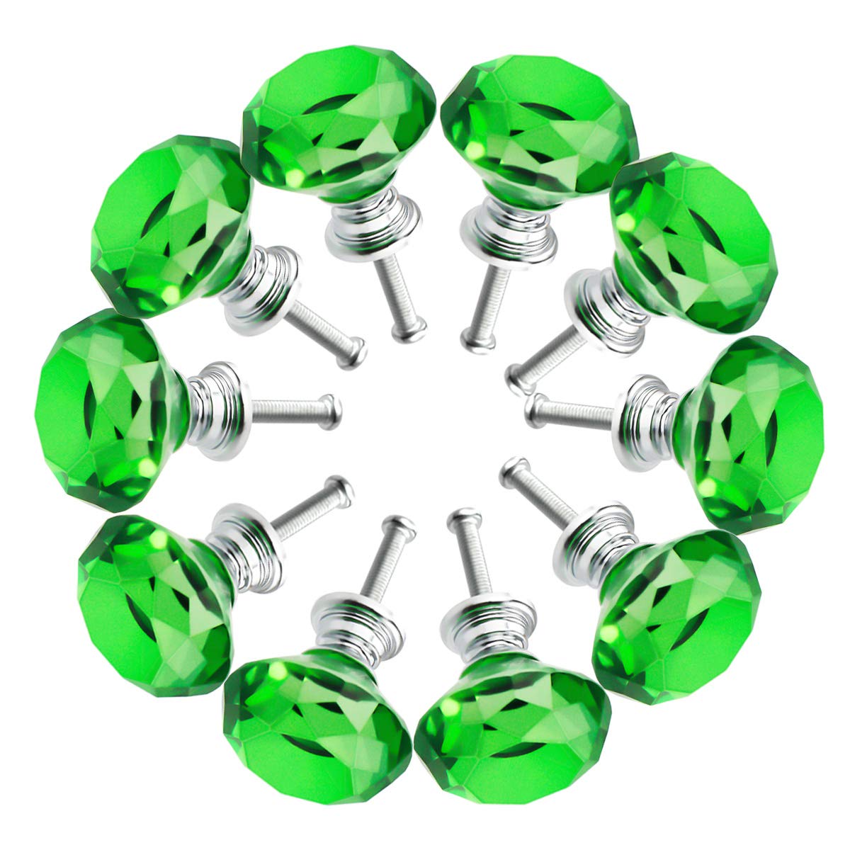 Crystal Glass Cabinet Knobs 30mm Diamond Shape Drawer Kitchen Cabinets Dresser Cupboard Wardrobe Pulls Handles 10 Pcs
