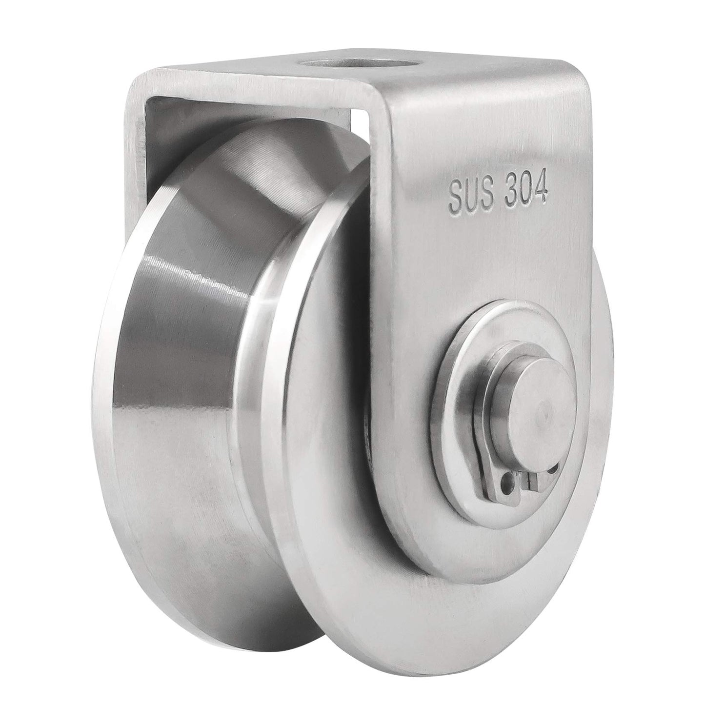Pulley Block U Type Single Wheel Pulley Block Duplex Bearing 304 Stainless Steel Smooth Loading 880lb/400Kg for Material Handling and Moving